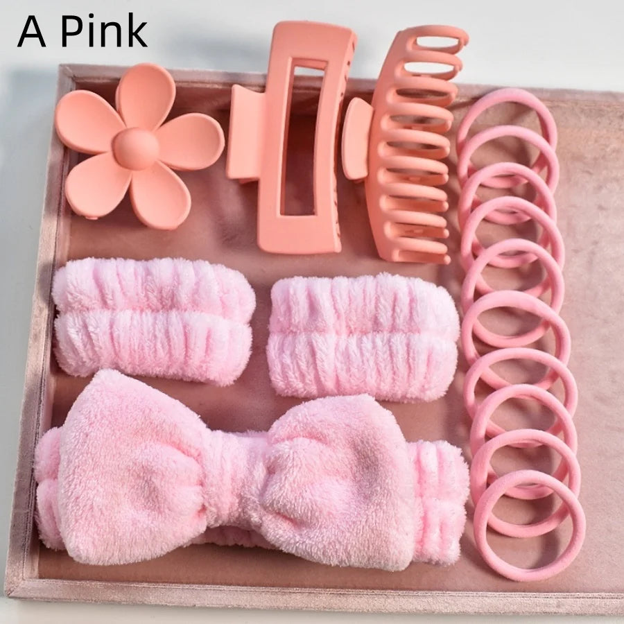LuxeLoop – 16-Piece Bow Headband & Hair Claw Set