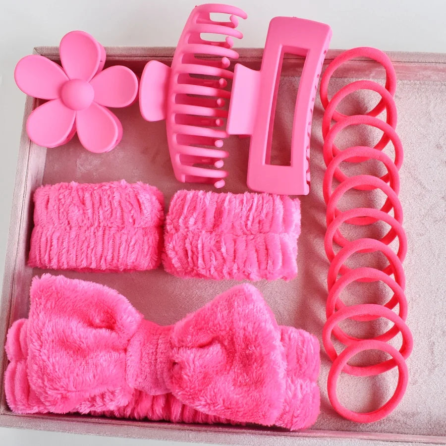 LuxeLoop – 16-Piece Bow Headband & Hair Claw Set