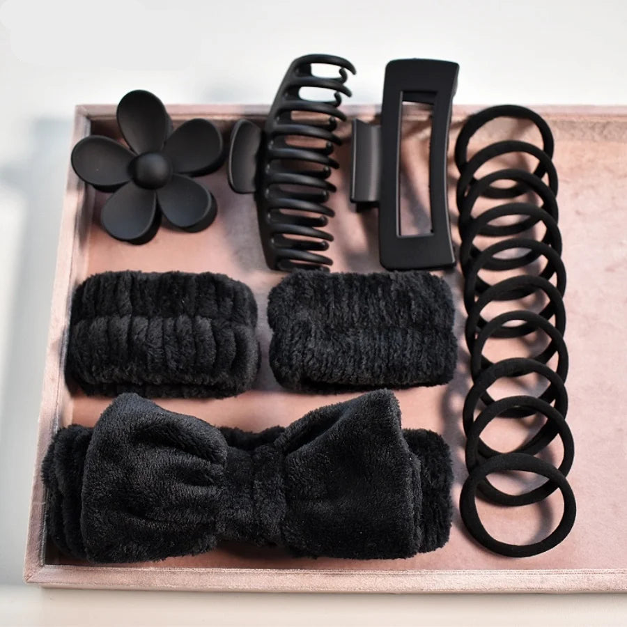 LuxeLoop – 16-Piece Bow Headband & Hair Claw Set