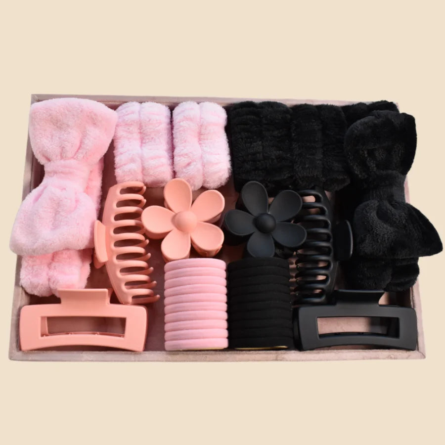 LuxeLoop – 16-Piece Bow Headband & Hair Claw Set